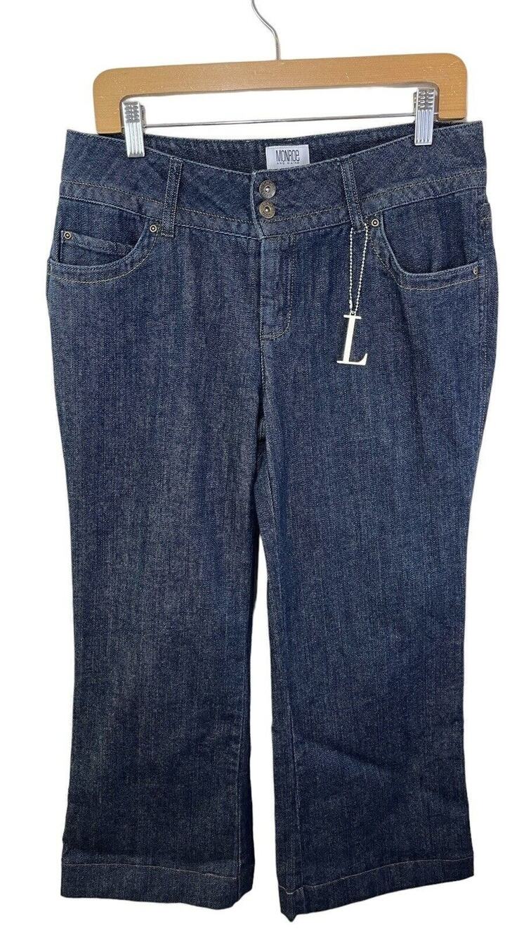 Monroe & Main Women's 12 Dark Wash Jeans Wide Leg Blue Denim